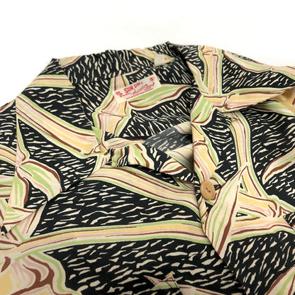 【中古品】【メンズ】 SUN SURF サンサーフ BAMBOO PRINT L/S RAYON ALOHA SHIRT SS20970 アロハシャツ ハワイアンシャツ 長袖 トップス レーヨン 総柄 東洋エンタープライズ 145-260612-rs-05-fur サイズ：S カラー：ブラック系 万代Net店