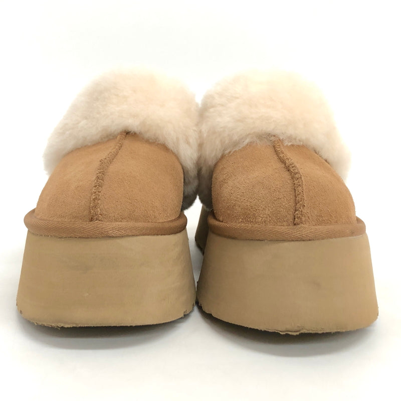 【中古品】【レディース】 UGG アグ FUNKETTE 1113474 プラットフォーム スリッポン ロゴストラップ ムートン サンダル ファー 厚底 シューズ 靴 167-260612-rs-06-fur サイズ：24.0cm US7 カラー：ベージュ・ブラウン系 万代Net店