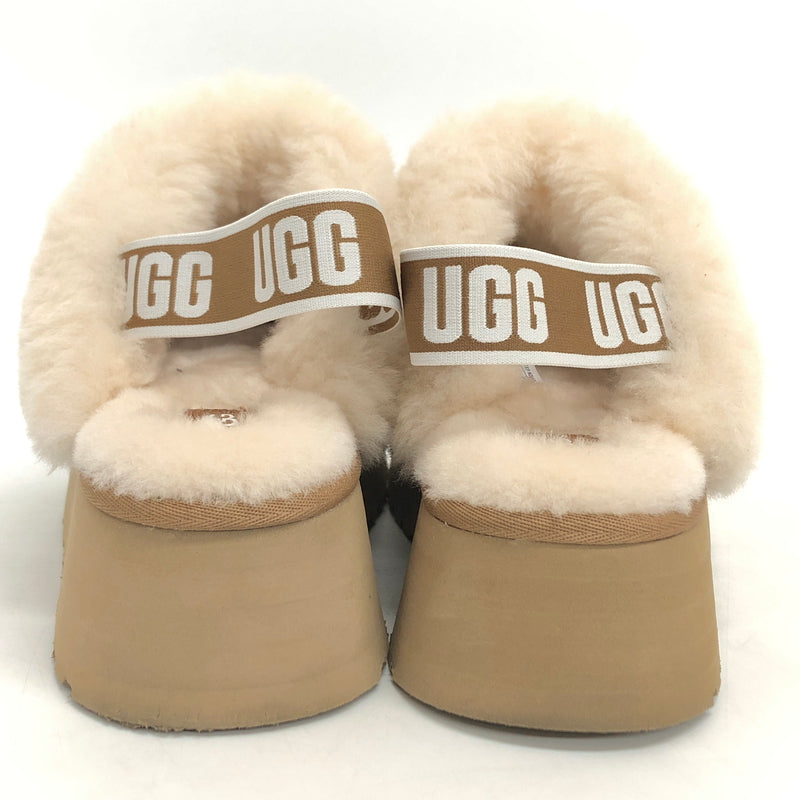 【中古品】【レディース】 UGG アグ FUNKETTE 1113474 プラットフォーム スリッポン ロゴストラップ ムートン サンダル ファー 厚底 シューズ 靴 167-260612-rs-06-fur サイズ：24.0cm US7 カラー：ベージュ・ブラウン系 万代Net店
