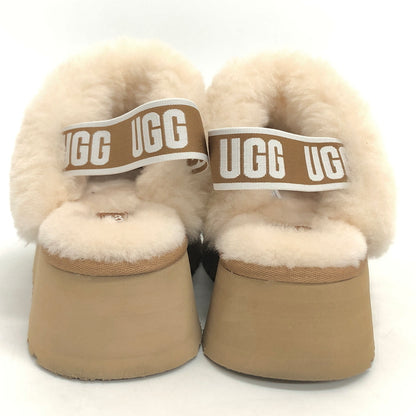 【中古品】【レディース】 UGG アグ FUNKETTE 1113474 プラットフォーム スリッポン ロゴストラップ ムートン サンダル ファー 厚底 シューズ 靴 167-260612-rs-06-fur サイズ：24.0cm US7 カラー：ベージュ・ブラウン系 万代Net店