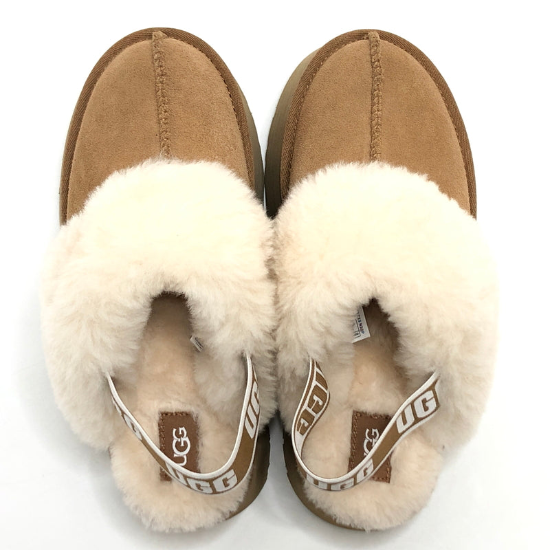 【中古品】【レディース】 UGG アグ FUNKETTE 1113474 プラットフォーム スリッポン ロゴストラップ ムートン サンダル ファー 厚底 シューズ 靴 167-260612-rs-06-fur サイズ：24.0cm US7 カラー：ベージュ・ブラウン系 万代Net店