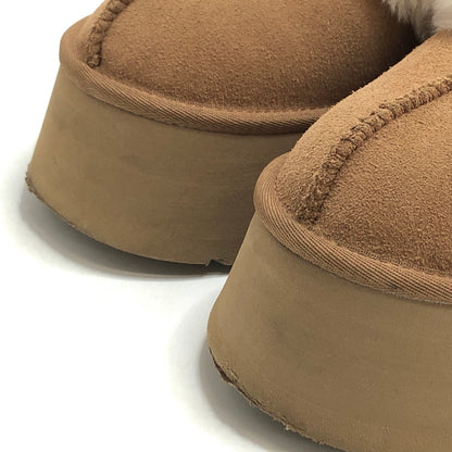 【中古品】【レディース】 UGG アグ FUNKETTE 1113474 プラットフォーム スリッポン ロゴストラップ ムートン サンダル ファー 厚底 シューズ 靴 167-260612-rs-06-fur サイズ：24.0cm US7 カラー：ベージュ・ブラウン系 万代Net店