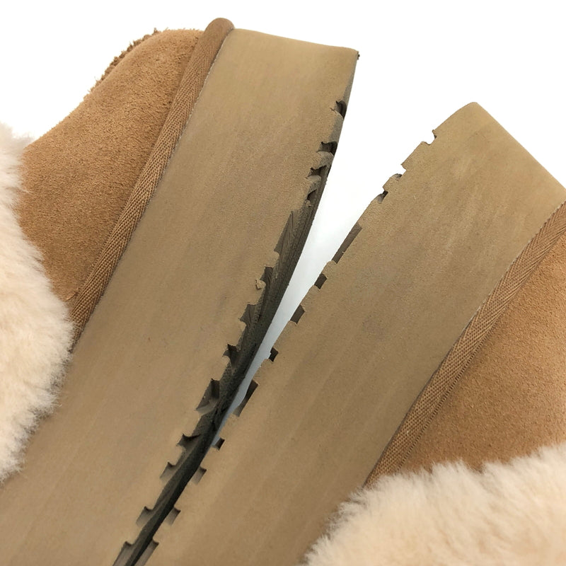 【中古品】【レディース】 UGG アグ FUNKETTE 1113474 プラットフォーム スリッポン ロゴストラップ ムートン サンダル ファー 厚底 シューズ 靴 167-260612-rs-06-fur サイズ：24.0cm US7 カラー：ベージュ・ブラウン系 万代Net店