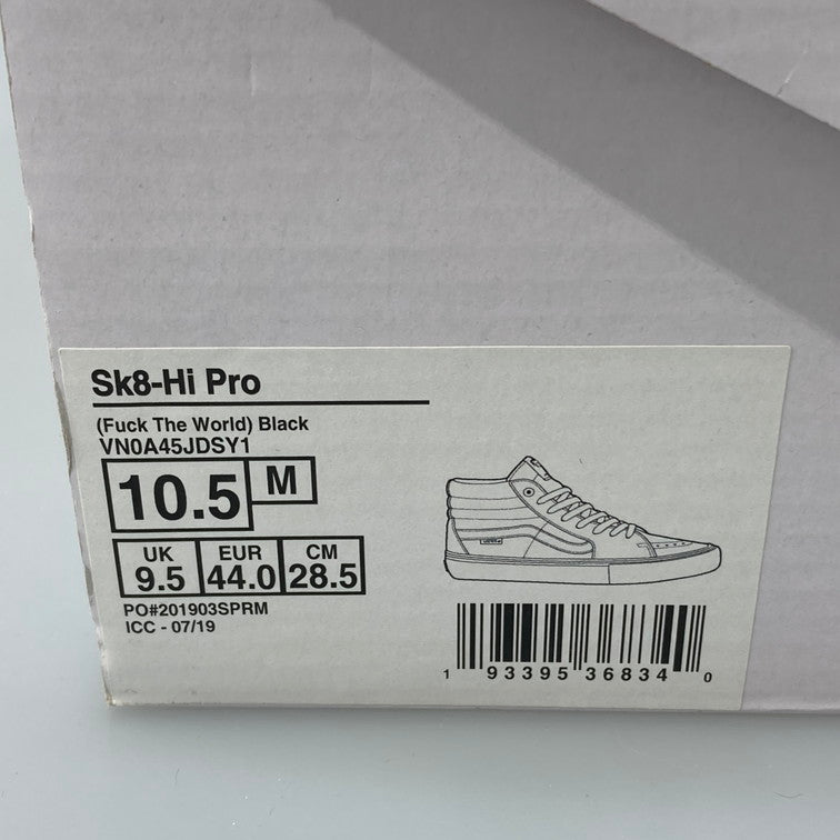【中古品】【メンズ】 VANS バンズ VANS×SUPREME SK8-HI PRO FUCK THE WORLD スニーカー 163-251204-WA-01-iwa サイズ：28.5cm カラー：BLACK 万代Net店