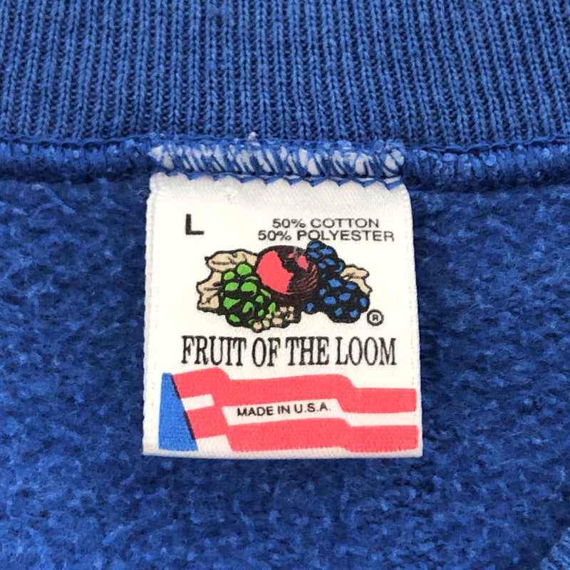 【現状渡し品】【メンズ】 FRUITS OF THE LOOM フルーツオブザルーム 90S PRINT SWEATSHIRT スウェット トレーナー 長袖 トップス 古着 ヴィンテージ 146-260615-rs-02-fur サイズ：L カラー：ブルー 万代Net店
