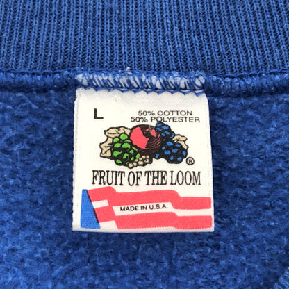【現状渡し品】【メンズ】 FRUITS OF THE LOOM フルーツオブザルーム 90S PRINT SWEATSHIRT スウェット トレーナー 長袖 トップス 古着 ヴィンテージ 146-260615-rs-02-fur サイズ：L カラー：ブルー 万代Net店