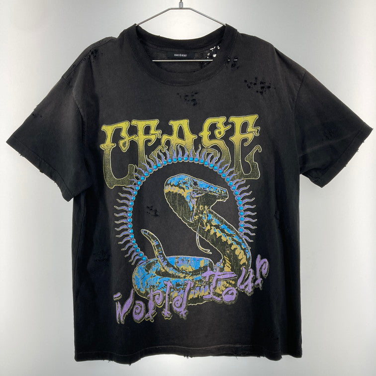 【中古品】【メンズ】  CEASE±DESIST COBRA WORLD TOUR TEE コブラ Tシャツ 142-250221-OR-02-iwa サイズ：XL カラー：ブラック系 万代Net店