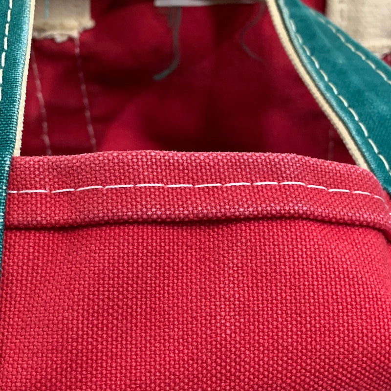 【中古品】【メンズ/レディース】 L.L.Bean エルエルビーン 90S カタディンロゴ トートバッグ カバン 鞄 188-251217-kh-01-izu カラー：レッド×グリーン 万代Net店