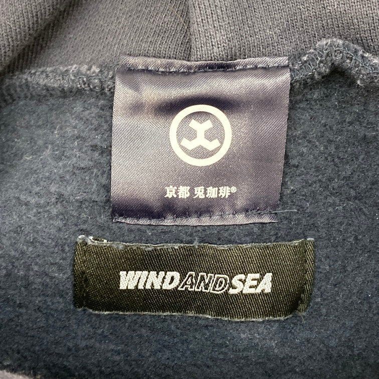 【中古品】【メンズ】 WIND AND SEA 兎珈琲コラボ HOODIE パーカー 147-260311-WA-08-iwa サイズ：M カラー：ネイビー 万代Net店