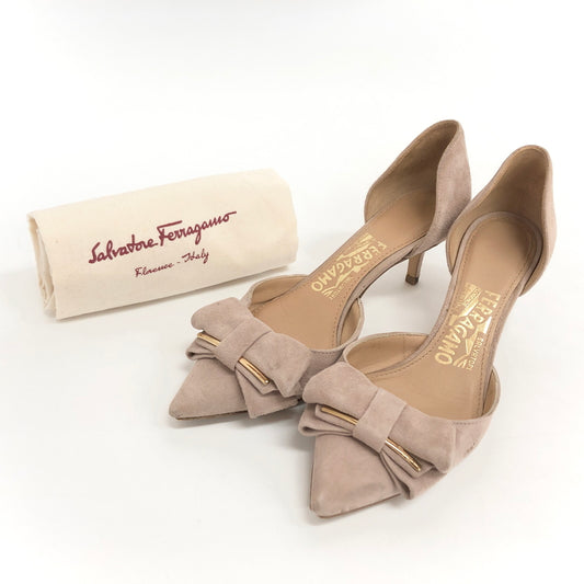 【現状渡し品】【レディース】 FERRAGAMO フェラガモ POINTED-TOE PUMPS RF33051C ポインテッドトゥ・パンプス シューズ 靴 167-260826-rs-07-fur サイズ：4 1/2(約22.0cm相当) カラー：ピンクベージュ 万代Net店