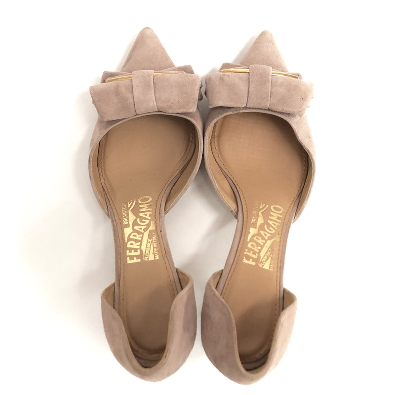 【現状渡し品】【レディース】 FERRAGAMO フェラガモ POINTED-TOE PUMPS RF33051C ポインテッドトゥ・パンプス シューズ 靴 167-260826-rs-07-fur サイズ：4 1/2(約22.0cm相当) カラー：ピンクベージュ 万代Net店