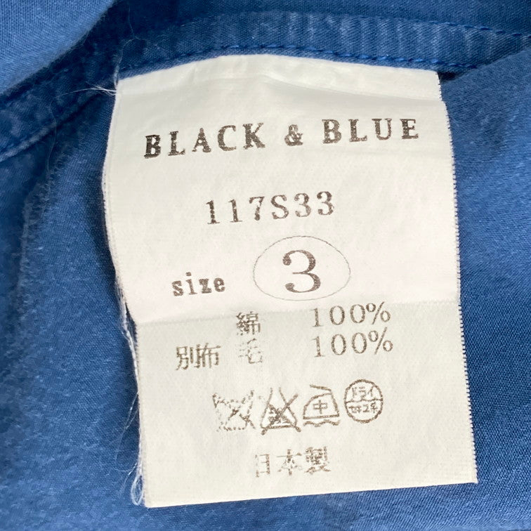 【中古品】【メンズ】 BLACK&BLUE ブラックアンドブルー 14SS ウールトグルシャツ 140-260311-WA-11-iwa サイズ：3 カラー：ブルー 万代Net店