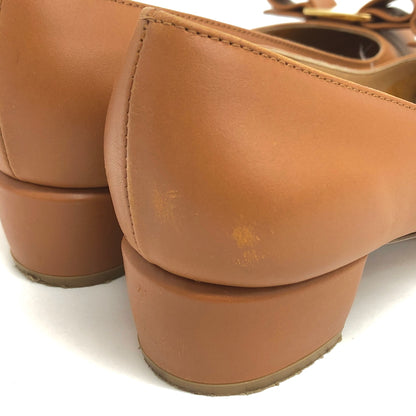 【中古品】【レディース】 FERRAGAMO フェラガモ VARA DB36321 ヴァラ パンプス リボン シューズ 靴 167-260826-rs-08-fur サイズ：4 (約21.5cm相当) カラー：キャメル 万代Net店