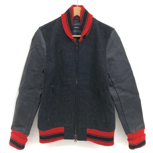 【現状渡し品】【メンズ】 Magine マージン STADIUM JACKET 844-06 スタジアムジャケット スタジャン 牛革 140-241105-rs-05-fur サイズ：46 カラー：ブラック/レッド 万代Net店
