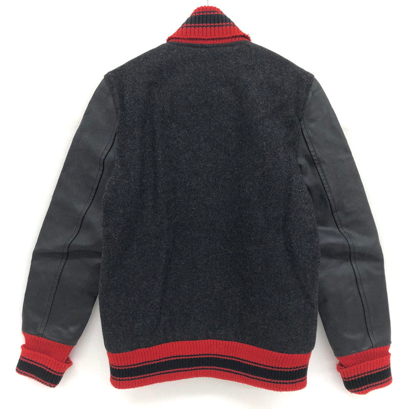 【現状渡し品】【メンズ】 Magine マージン STADIUM JACKET 844-06 スタジアムジャケット スタジャン 牛革 140-241105-rs-05-fur サイズ：46 カラー：ブラック/レッド 万代Net店