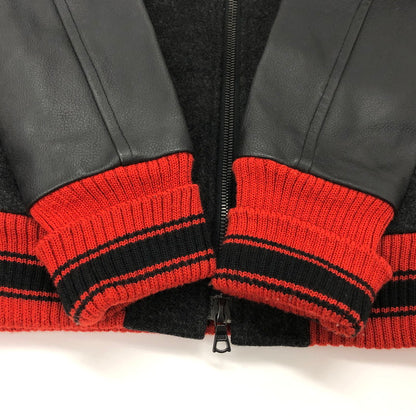 【現状渡し品】【メンズ】 Magine マージン STADIUM JACKET 844-06 スタジアムジャケット スタジャン 牛革 140-241105-rs-05-fur サイズ：46 カラー：ブラック/レッド 万代Net店
