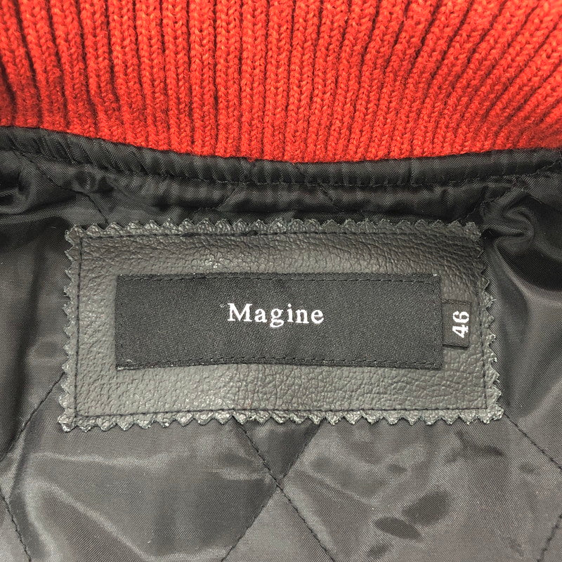 【現状渡し品】【メンズ】 Magine マージン STADIUM JACKET 844-06 スタジアムジャケット スタジャン 牛革 140-241105-rs-05-fur サイズ：46 カラー：ブラック/レッド 万代Net店