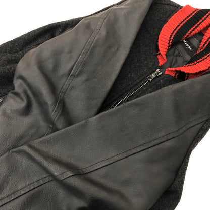 【現状渡し品】【メンズ】 Magine マージン STADIUM JACKET 844-06 スタジアムジャケット スタジャン 牛革 140-241105-rs-05-fur サイズ：46 カラー：ブラック/レッド 万代Net店