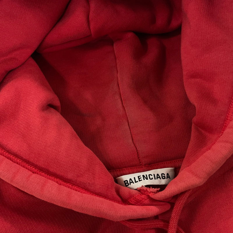 【中古品】【メンズ】 BALENCIAGA バレンシアガ 20AW BACK LOGO MEDIUM FIT HOODIE バックロゴ ミディアム フィット フーディ 長袖 トップス プルオーバー パーカー 141-251114-yo-04-tei サイズ：S カラー：レッド 万代Net店