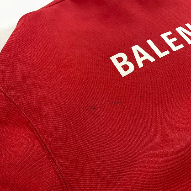 【中古品】【メンズ】 BALENCIAGA バレンシアガ 20AW BACK LOGO MEDIUM FIT HOODIE バックロゴ ミディアム フィット フーディ 長袖 トップス プルオーバー パーカー 141-251114-yo-04-tei サイズ：S カラー：レッド 万代Net店