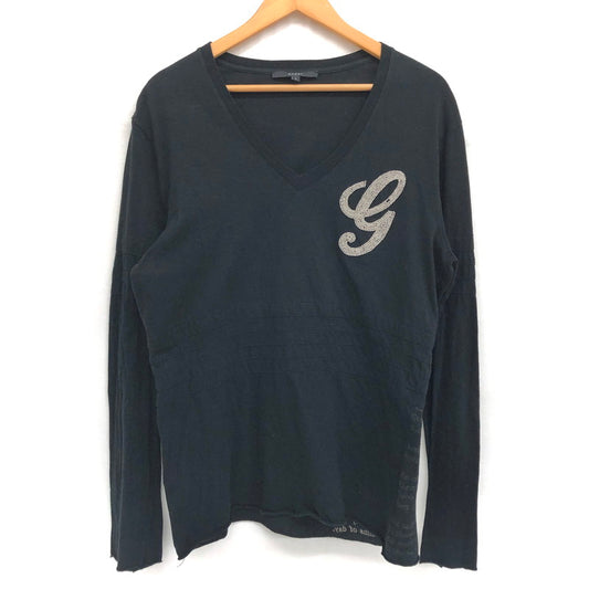 【現状渡し品】【メンズ】 GUCCI グッチ L/S TEE 194655 X3280 Vネック ｇロゴ 長袖 Tシャツ トップス 141-251017-rs-08-fur サイズ：L カラー：ブラック 万代Net店