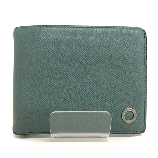 【現状渡し品】【メンズ/レディース】 BVLGARI ブルガリ 285216 二つ折り財布 コンパクトウォレット レザー 181-250704-rs-07-fur カラー：ブルー・グレー系 万代Net店