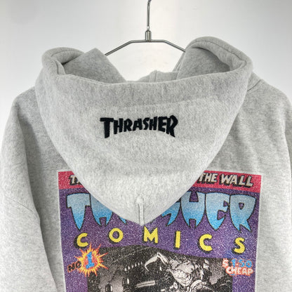 【中古品】【メンズ】 THRASHER スラッシャー パーカー フードジャケット フード付き 長袖 142-250226-OR-01-iwa サイズ：XL カラー：ライトグレー/グレー系 万代Net店