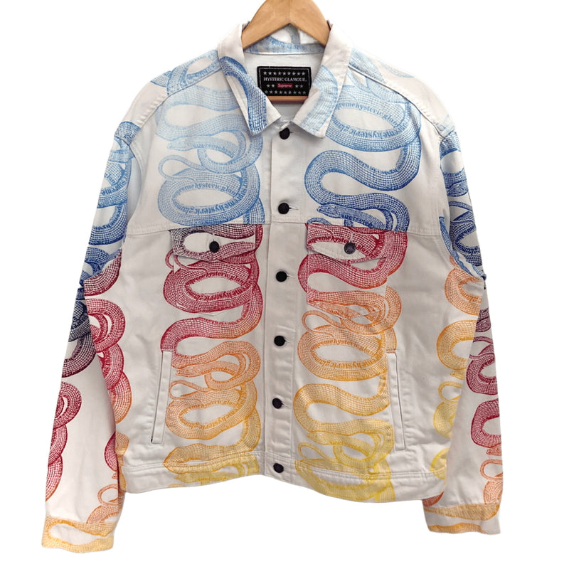 【中古品】【メンズ】 SUPREME × HYSTERIC GLAMOUR シュプリーム ヒステリックグラマー 21SS SNAKE DENIM TRUCKER JACKET デニムジャケット スネーク アウター 149-260615-rs-08-fur サイズ：L カラー：ホワイトデニム 万代Net店