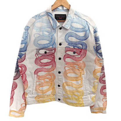 【中古品】【メンズ】 SUPREME × HYSTERIC GLAMOUR シュプリーム ヒステリックグラマー 21SS SNAKE DENIM TRUCKER JACKET デニムジャケット スネーク アウター 149-260615-rs-08-fur サイズ：L カラー：ホワイトデニム 万代Net店