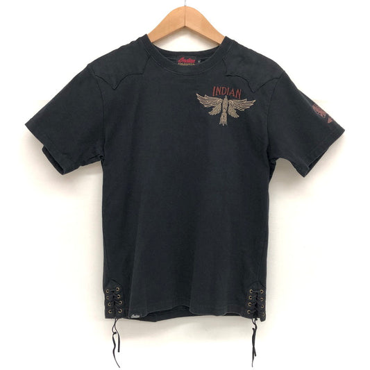 【中古品】【メンズ】 Indian インディアン S/S TEE 刺繍 Tシャツ 半袖 トップス アメカジ系 145-250306-rs-04-fur サイズ：S カラー：ブラック 万代Net店