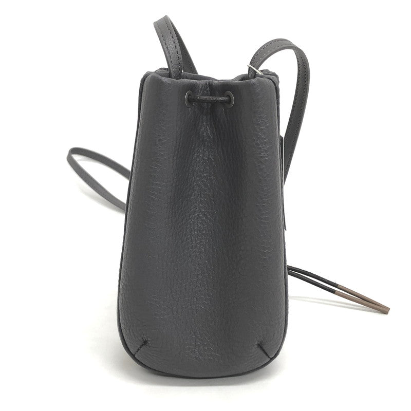 【中古美品】【メンズ/レディース】 BEAMS LIGHTS ビームスライツ レザーミニ巾着 ショルダー ポシェット バッグ 鞄 188-260317-rs-06-fur サイズ：F カラー：チャコール 万代Net店