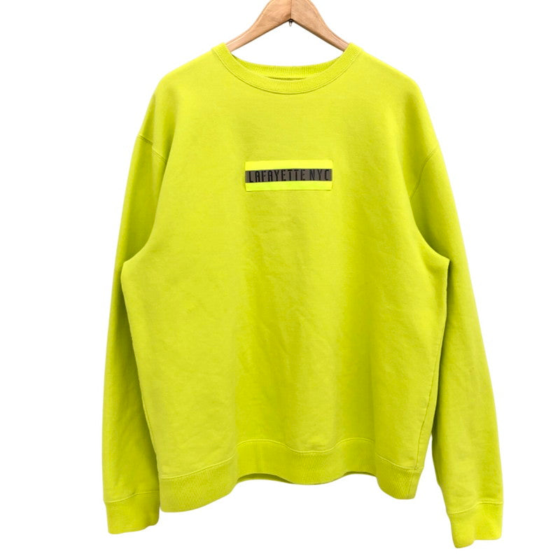 【現状渡し品】【メンズ】 Lafayette ラファイエット HIGH-VIS BOX LOGO CREWNECK SWEATSHIRT LA190702 ボックスロゴ クルーネック スウェット 長袖 トップス ストリート系 142-250306-rs-06-fur サイズ：XL カラー：ネオンイエロー 万代Net店