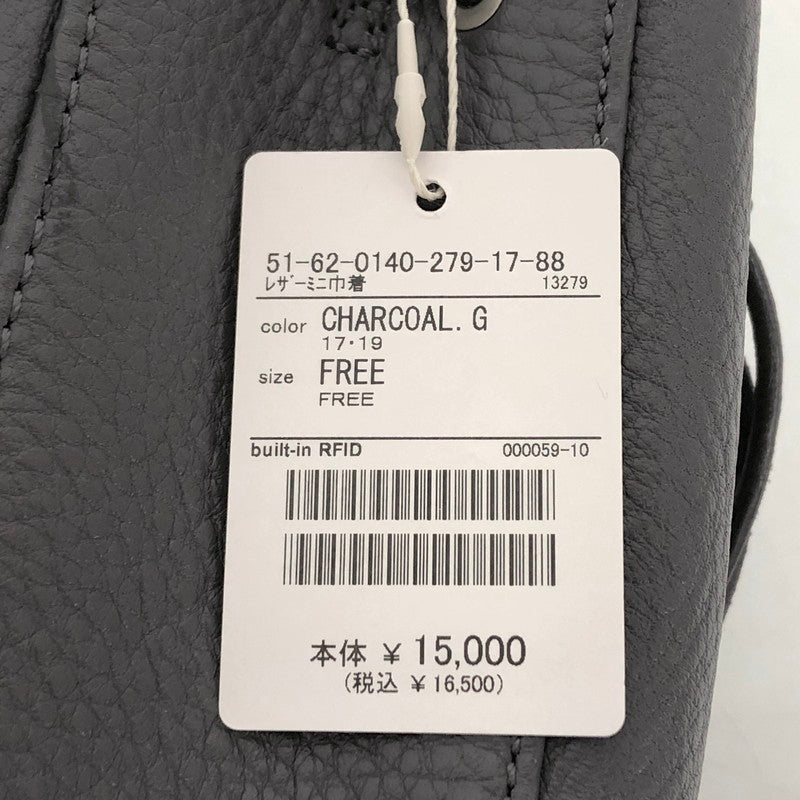 【中古美品】【メンズ/レディース】 BEAMS LIGHTS ビームスライツ レザーミニ巾着 ショルダー ポシェット バッグ 鞄 188-260317-rs-06-fur サイズ：F カラー：チャコール 万代Net店