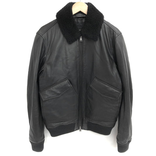 【中古品】【メンズ】 HUGO BOSS ヒューゴボス レザージャケット G-1 フライトジャケット ボア付き アウター 141-260318-rs-03-fur サイズ：44 カラー：ブラック 万代Net店