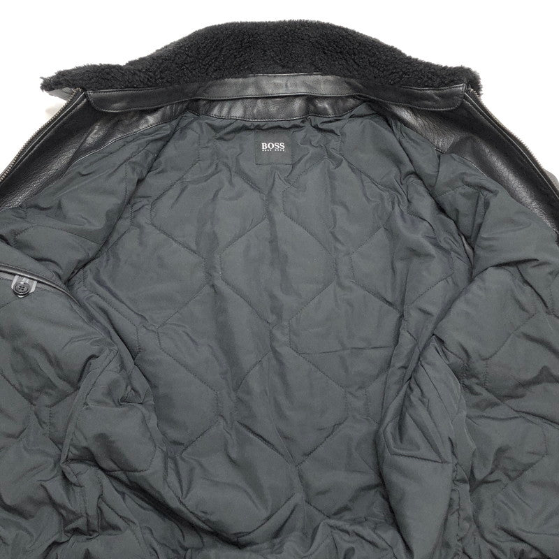 【中古品】【メンズ】 HUGO BOSS ヒューゴボス レザージャケット G-1 フライトジャケット ボア付き アウター 141-260318-rs-03-fur サイズ：44 カラー：ブラック 万代Net店