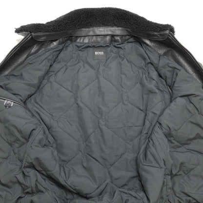 【中古品】【メンズ】 HUGO BOSS ヒューゴボス レザージャケット G-1 フライトジャケット ボア付き アウター 141-260318-rs-03-fur サイズ：44 カラー：ブラック 万代Net店