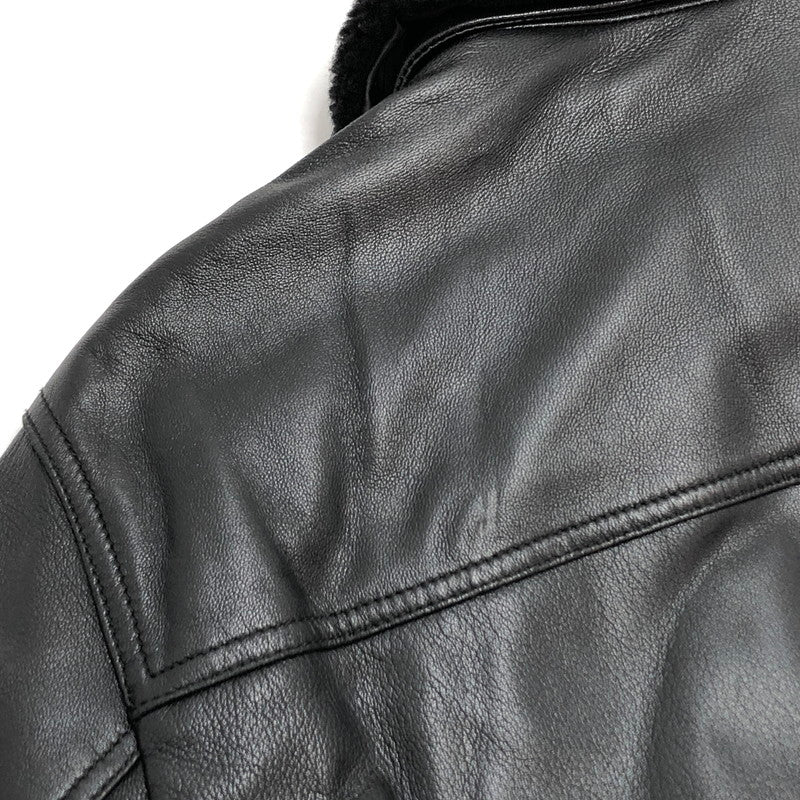 【中古品】【メンズ】 HUGO BOSS ヒューゴボス レザージャケット G-1 フライトジャケット ボア付き アウター 141-260318-rs-03-fur サイズ：44 カラー：ブラック 万代Net店