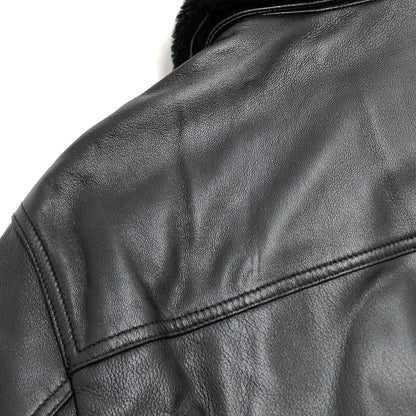 【中古品】【メンズ】 HUGO BOSS ヒューゴボス レザージャケット G-1 フライトジャケット ボア付き アウター 141-260318-rs-03-fur サイズ：44 カラー：ブラック 万代Net店