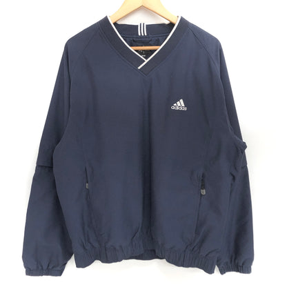 【中古品】【メンズ】 adidas アディダス V-NECK PULLOVER 2WAY Vネックプルオーバー 長袖 半袖 トップス カンボジア製 古着 ヴィンテージ 146-260901-rs-01-fur サイズ：M カラー：ネイビー 万代Net店