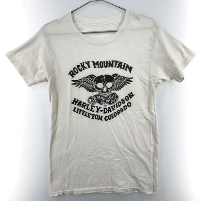 【中古品】【メンズ】 HARLEY DAVIDSON ハーレーダビッドソン ROCKY MOUNTAIN スカルウイング 80S 1982 Tシャツ 146-250228-OR-08-iwa サイズ：XS～S程度 カラー：ホワイト系 万代Net店