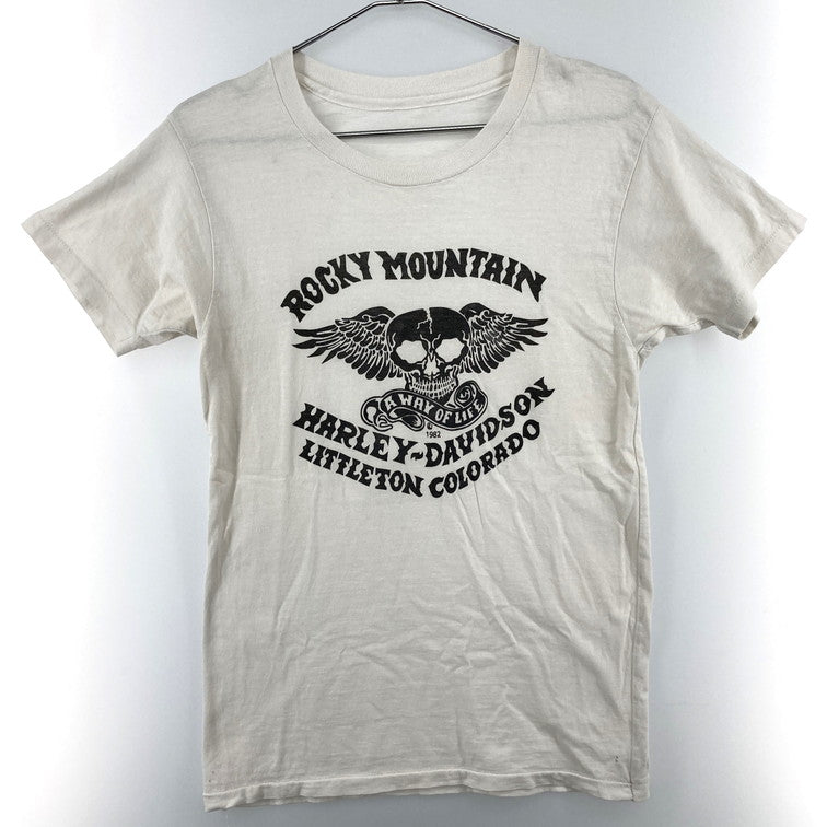 【中古品】【メンズ】 HARLEY DAVIDSON ハーレーダビッドソン ROCKY MOUNTAIN スカルウイング 80S 1982 Tシャツ 146-260226-SY-03-iwa サイズ：XS～S程度 カラー：ホワイト系 万代Net店