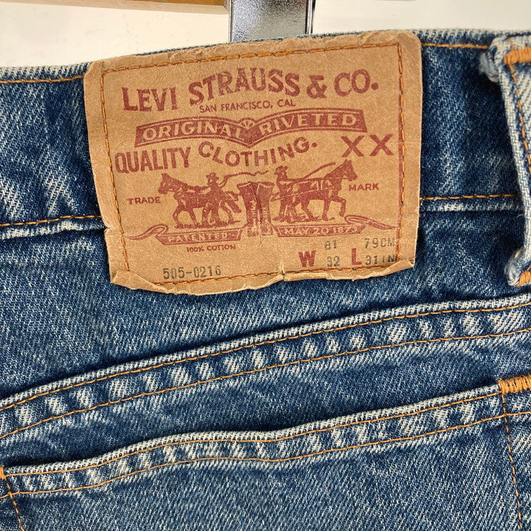 【中古品】【メンズ】 Levi's リーバイス 505-0216 刻印T05 USA製 スモールE 両面タブ 88年製造 80S "505" DENIM PANTS デニムパンツ 157-250228-OR-09-iwa サイズ：W32 カラー：ライトインディゴ/ブルー系 万代Net店