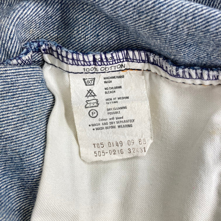 【中古品】【メンズ】 Levi's リーバイス 505-0216 刻印T05 USA製 スモールE 両面タブ 88年製造 80S "505" DENIM PANTS デニムパンツ 157-250228-OR-09-iwa サイズ：W32 カラー：ライトインディゴ/ブルー系 万代Net店