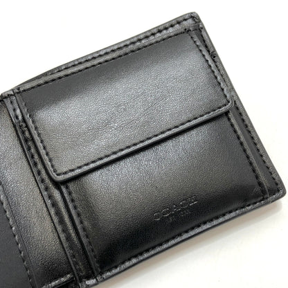 【中古品】【メンズ】 COACH コーチ F75363 シグネチャー 二つ折り財布 コンパクトウォレット 181-260616-rs-06-fur カラー：ブラック 万代Net店