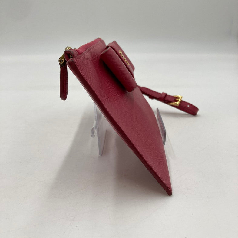 【中古品】【レディース】 PRADA プラダ 1M1441 SAFFIANO リボンポーチ レザー ストラップ付 181-250824-NS-03-iwa カラー：ピンク 万代Net店