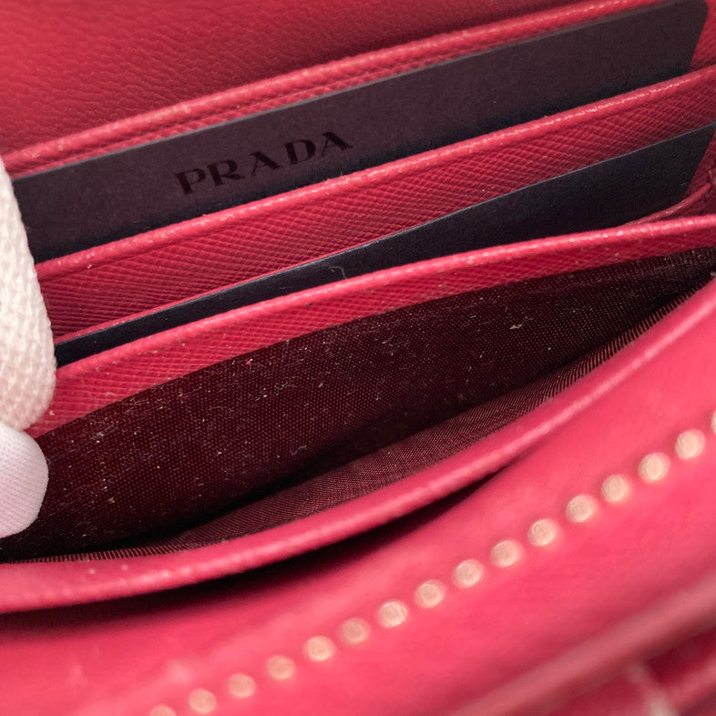 【中古品】【レディース】 PRADA プラダ 1M1441 SAFFIANO リボンポーチ レザー ストラップ付 181-250824-NS-03-iwa カラー：ピンク 万代Net店