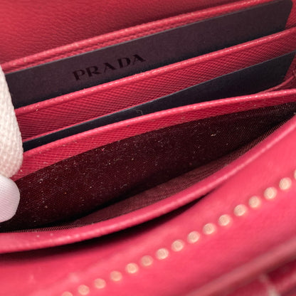 【中古品】【レディース】 PRADA プラダ 1M1441 SAFFIANO リボンポーチ レザー ストラップ付 181-250824-NS-03-iwa カラー：ピンク 万代Net店