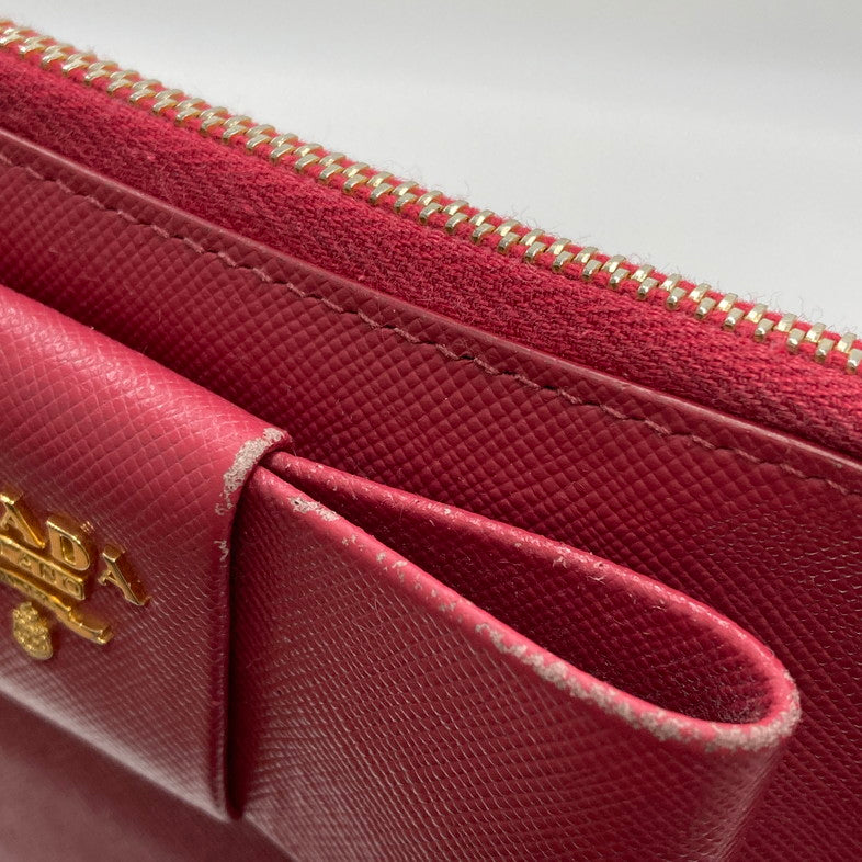 【中古品】【レディース】 PRADA プラダ 1M1441 SAFFIANO リボンポーチ レザー ストラップ付 181-250824-NS-03-iwa カラー：ピンク 万代Net店