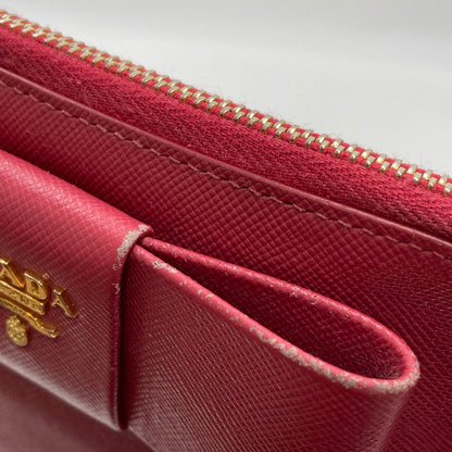 【中古品】【レディース】 PRADA プラダ 1M1441 SAFFIANO リボンポーチ レザー ストラップ付 181-250824-NS-03-iwa カラー：ピンク 万代Net店