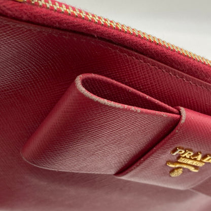 【中古品】【レディース】 PRADA プラダ 1M1441 SAFFIANO リボンポーチ レザー ストラップ付 181-250824-NS-03-iwa カラー：ピンク 万代Net店